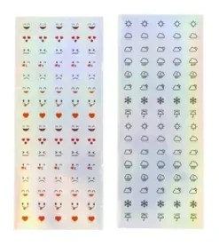 STICKERS HOLOGRAPHIQUES EMOJI ET METEO 0.8CM X160 PIECES