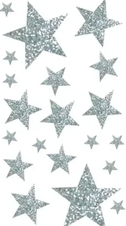 STICKERS PAILLETES ETOILES ARGENTEES X20 PIECES