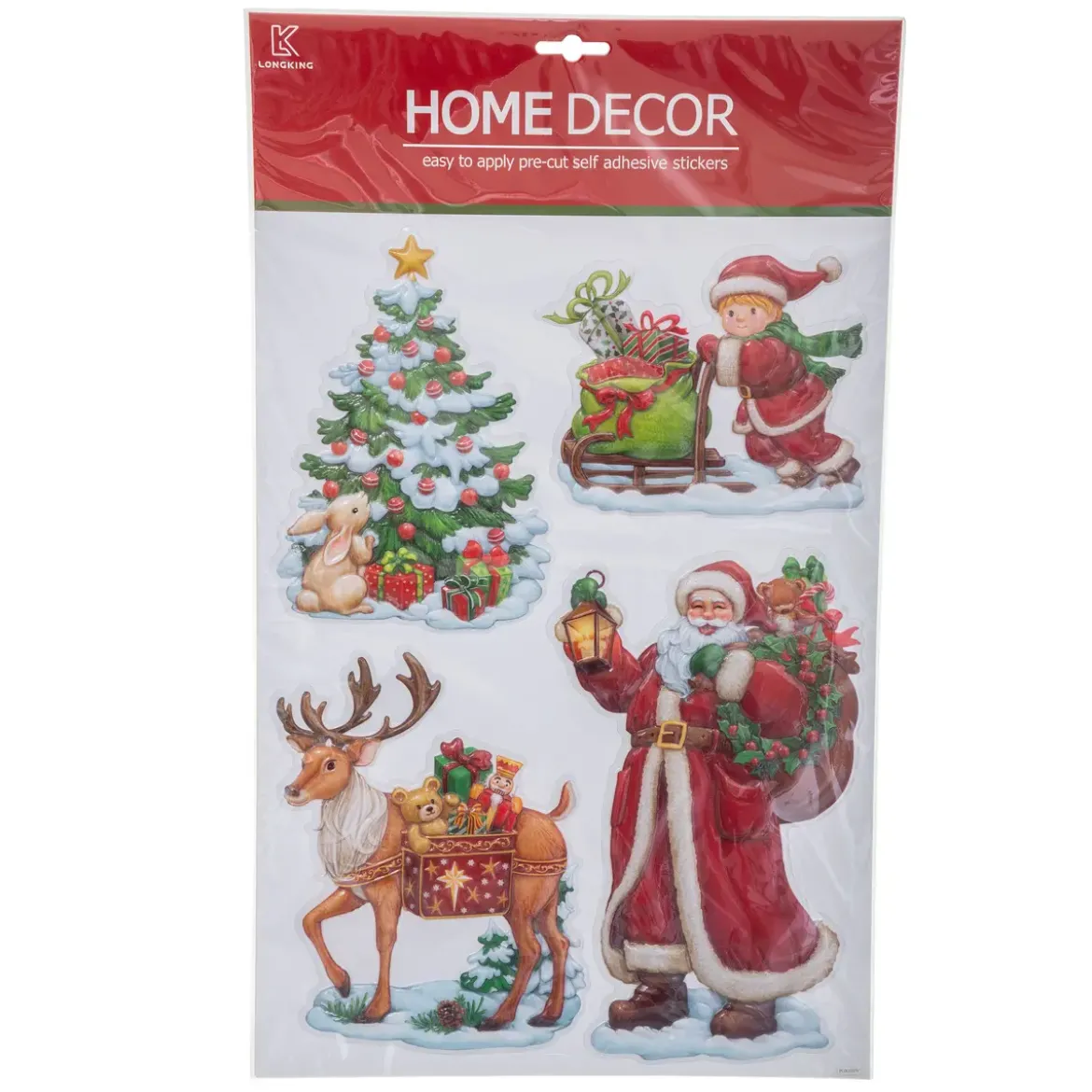 STICKERS PERE NOEL BONHOMME NEIGE RELIEF 29X41CM
