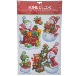 STICKERS PERE NOEL BONHOMME NEIGE RELIEF 29X41CM
