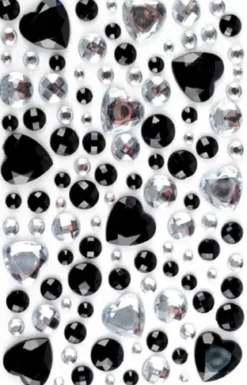 STICKERS STRASS COEUR NOIR CRISTAL 0.5 A 2 CM X 106 PCS