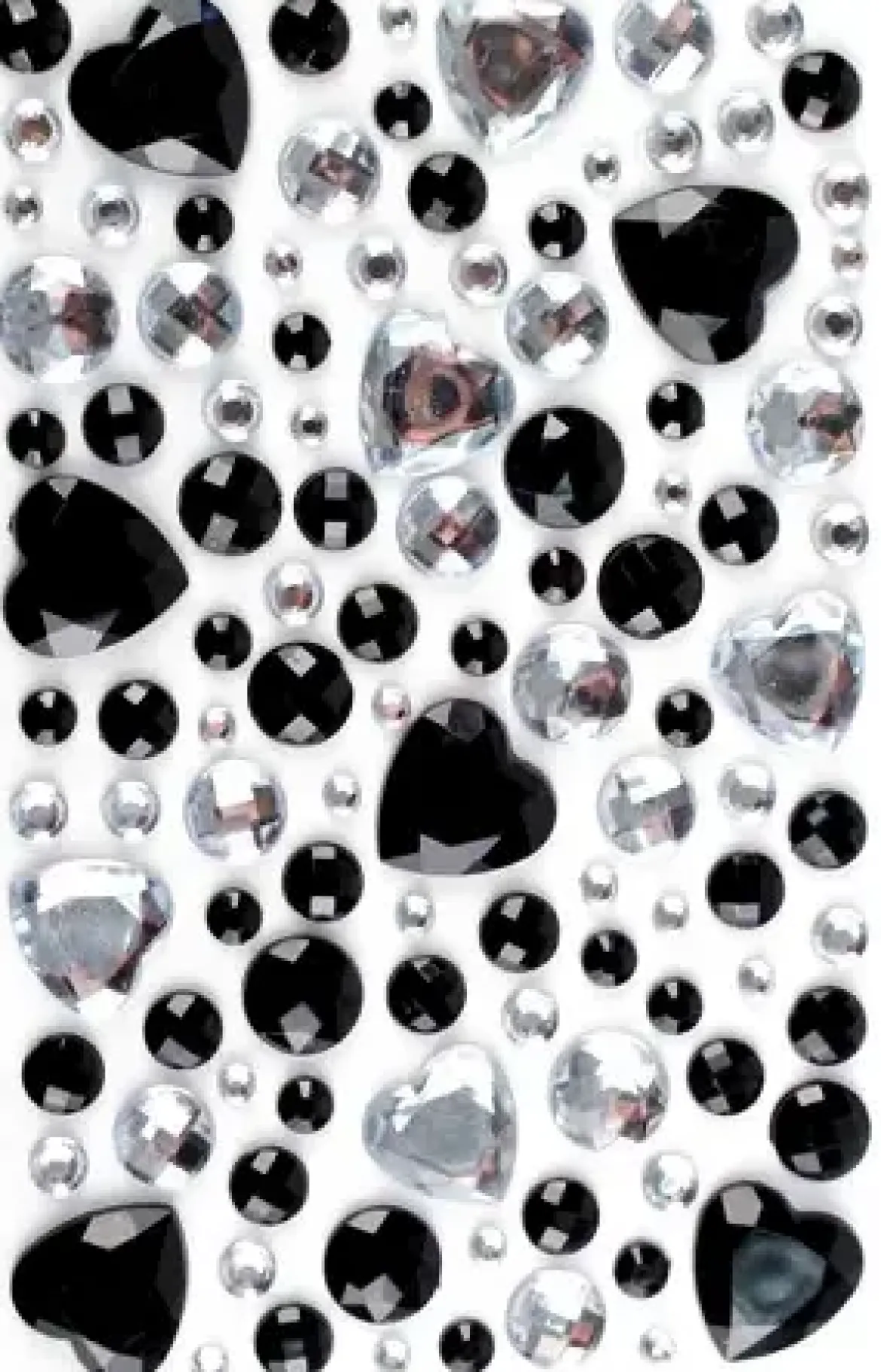 STICKERS STRASS COEUR NOIR CRISTAL 0.5 A 2 CM X 106 PCS