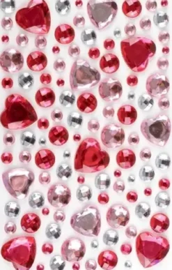 STICKERS STRASS COEUR ROSE 0.5 A 2 CM X 106 PCS