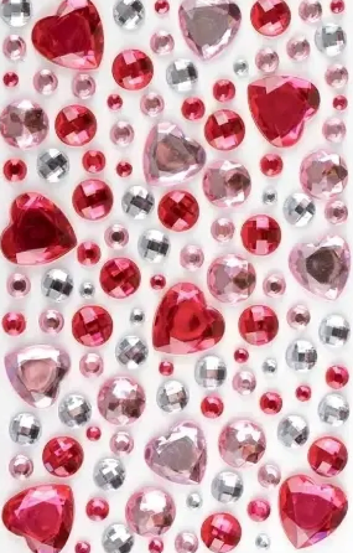 STICKERS STRASS COEUR ROSE 0.5 A 2 CM X 106 PCS