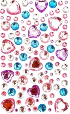 STICKERS STRASS CRISTAL COEURS COULEURS PASTEL X109 PIECES
