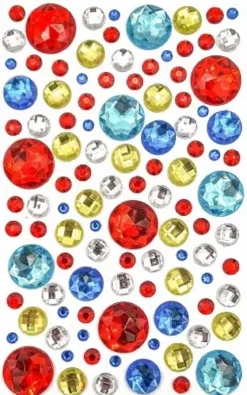 STICKERS STRASS CRISTAL RONDS COULEURS VIVES X109 PIECES