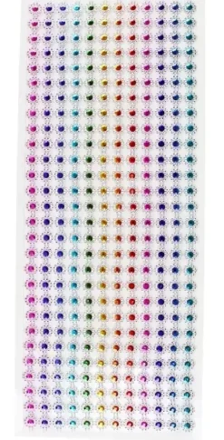 STICKERS STRASS MULTICOLORE BANDE ADHESIVE 0.8CM 30X12CM