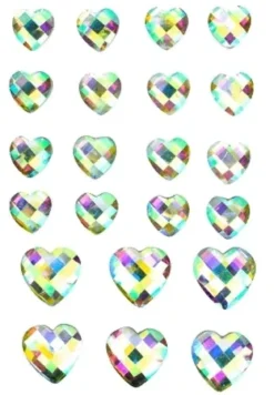 STICKER STRASS EN ACRYLIQUE COEUR 1.4 X 1.4CM ET 2 X 2CM