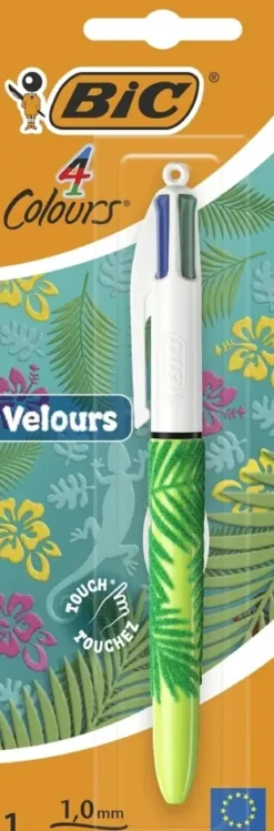 1 STYLO BILLE RETRACTABLE 4 COULEURS VELOUR