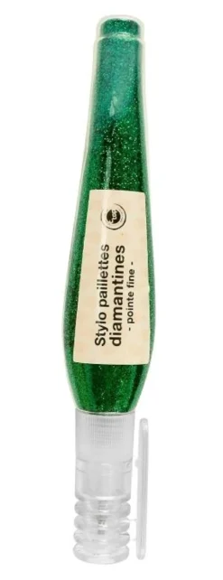 STYLO PAILLETTES DIAMANTINES VERT FONCE 10G