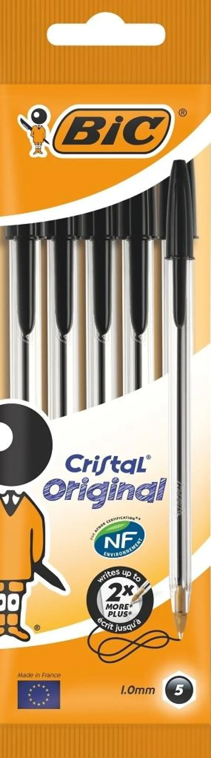 5 STYLOS BILLE CRISTAL NOIR