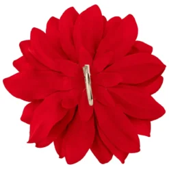 SUJET DE NOEL DAHLIA VELOURS ROUGE 20CM