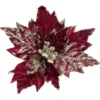 SUJET DE NOEL POINSETTIA TISSU ROUGE OR