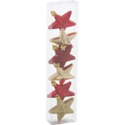 SUJET NOEL 6 ETOILES ROUGE ET DORE