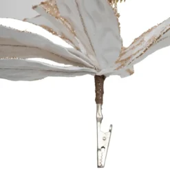 SUJET POINSETTIA XL BLANC OR 40CM