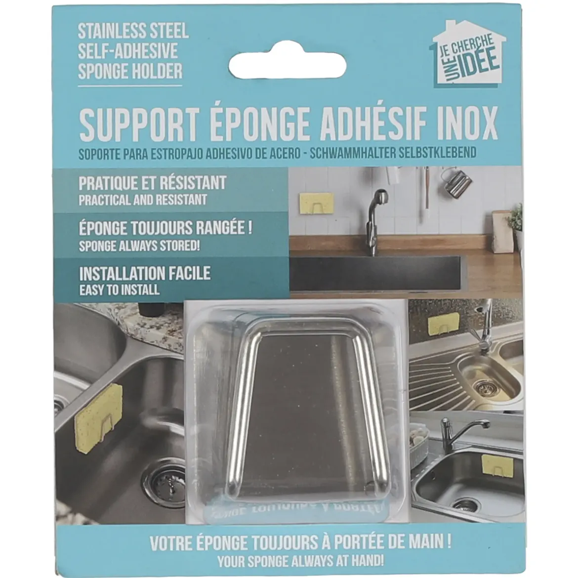 SUPPORT EPONGE ADHESIF INOX 4X4X3CM
