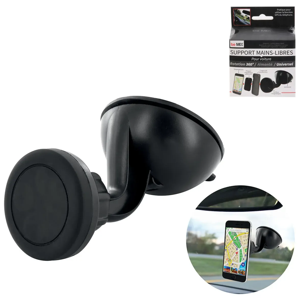 SUPPORT SMARTPHONE AIMANTE A VENTOUSE