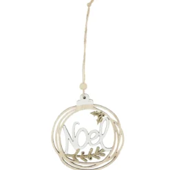SUSPENSION AJOUREE NOEL BOIS ET BLANC