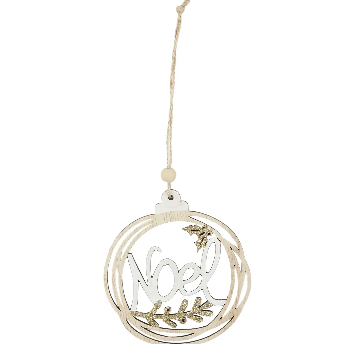 SUSPENSION AJOUREE NOEL BOIS ET BLANC