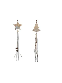 SUSPENSION ARGENT SAPIN ETOILE DENTELLE FLOCON PAI