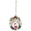 SUSPENSION BOIS AJOURE BONHOMME NEIGE ROUGE VERT D.11CM