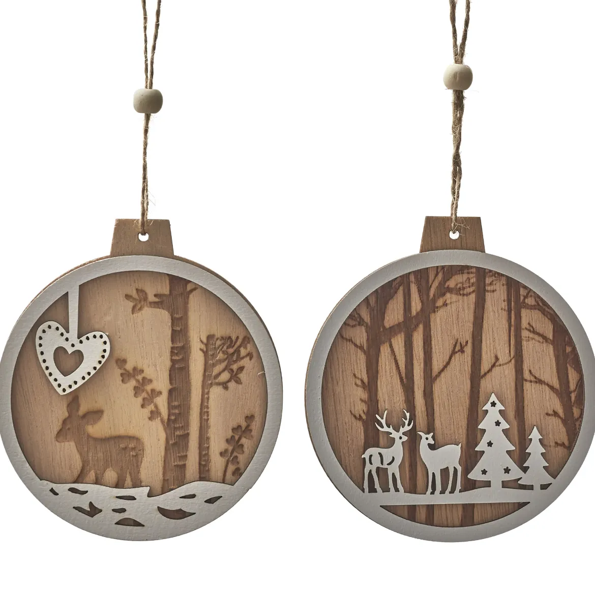 SUSPENSION BOIS BLANC FORET D.10CM