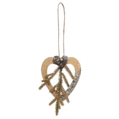SUSPENSION BOIS POMME DE PIN ETOILE SAPIN COEUR