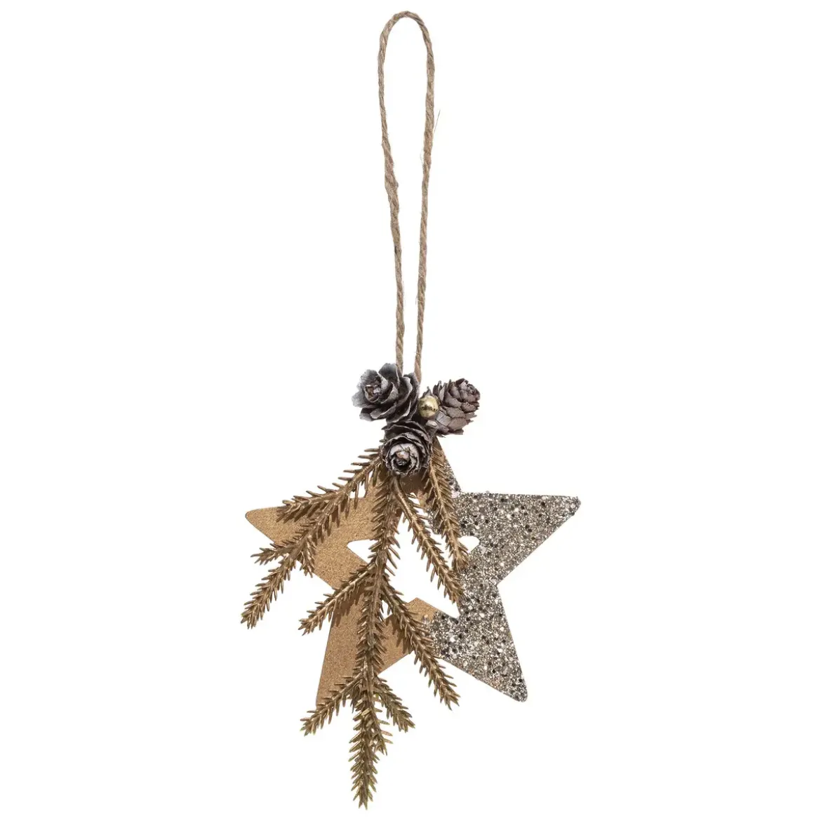 SUSPENSION BOIS POMME DE PIN ETOILE SAPIN COEUR