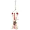 SUSPENSION BOIS SKI ROUGE ET NATUREL 17CM