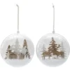 SUSPENSION BULLE SCENE NOEL NEIGE ET BOIS
