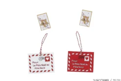 SUSPENSION CARTE 9X7X0.3CM FEUTRE ROUGE ET BLANC