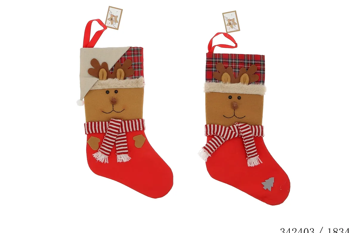 SUSPENSION CHAUSSETTE CERF 23X40CM TISSU