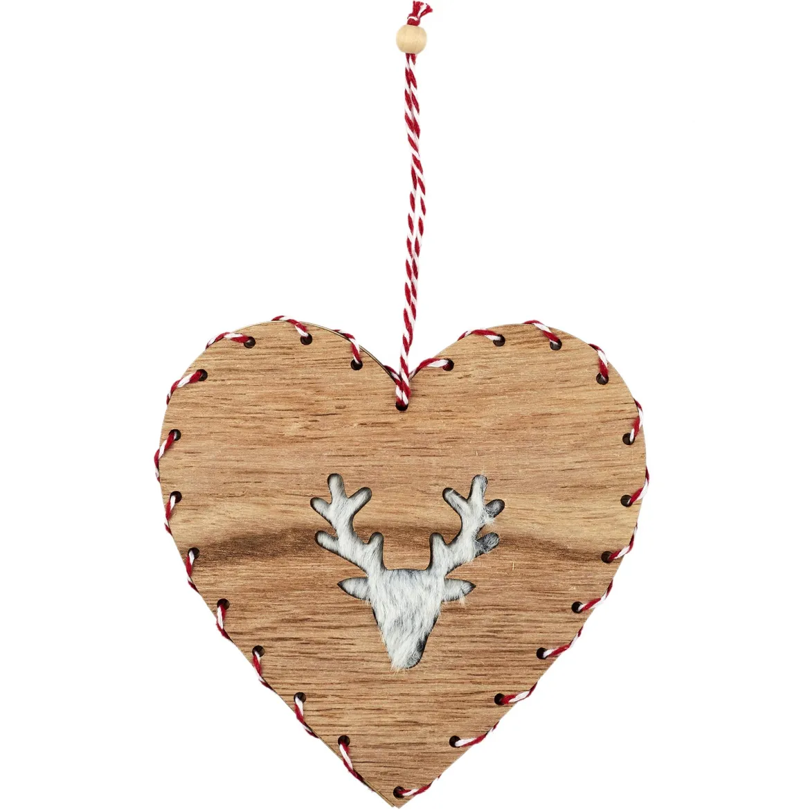 SUSPENSION COEUR CERF EFFET FOURRURE H14CM