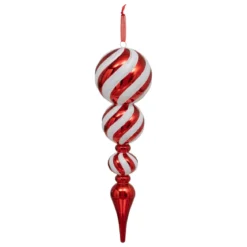 SUSPENSION DECO BOULE ROUGE BLANC 35CM