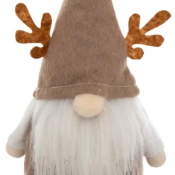 SUSPENSION DE NOEL TEXTE GNOME RENNE MARRON 16CM