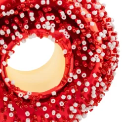 SUSPENSION DE NOEL VERRE DONUT SUCRE ROUGE 9CM