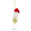 SUSPENSION DE NOEL VERRE FLUTE CHAMPAGNE OR BONNET 16CM