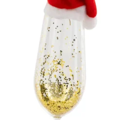 SUSPENSION DE NOEL VERRE FLUTE CHAMPAGNE OR BONNET 16CM