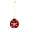 SUSPENSION DE NOEL VERRE MACARON ROUGE 6CM