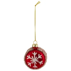 SUSPENSION DE NOEL VERRE MACARON ROUGE 6CM
