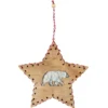 SUSPENSION ETOILE OURS EFFET FOURRURE H14CM