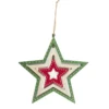 SUSPENSION ETOILE VERT ROUGE BOIS H40CM