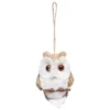 SUSPENSION HIBOU FOURRURE BEIGE 19CM