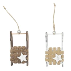 SUSPENSION LUGE AVEC DECORS CORDE ET ETOILE 6X3CM