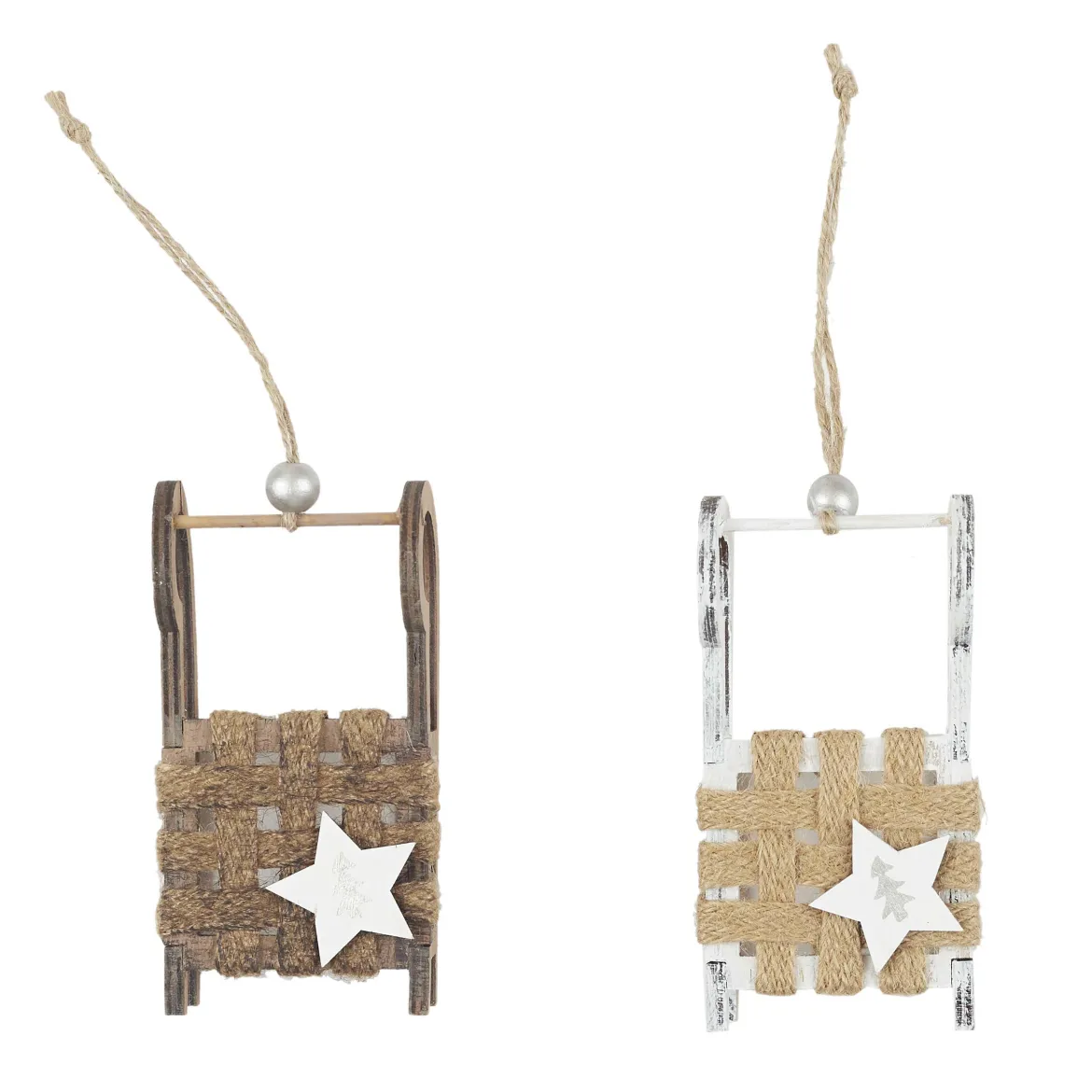SUSPENSION LUGE AVEC DECORS CORDE ET ETOILE 6X3CM