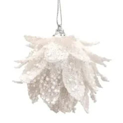 SUSPENSION NOEL PETALES PAILLETTES NEIGE BLANC