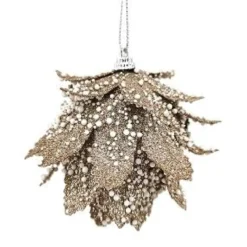 SUSPENSION NOEL PETALES PAILLETTES NEIGE OR