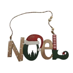 SUSPENSION PANCARTE NOEL VERT ET ROUGE L.22CM