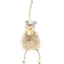 SUSPENSION RENNE EFFET FOURRURE MARRON CLAIR