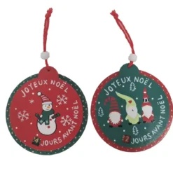 SUSPENSION RONDE DECOMPTE NOEL D.10CM